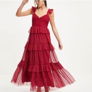 Vici Red Tiered Maxi Dress